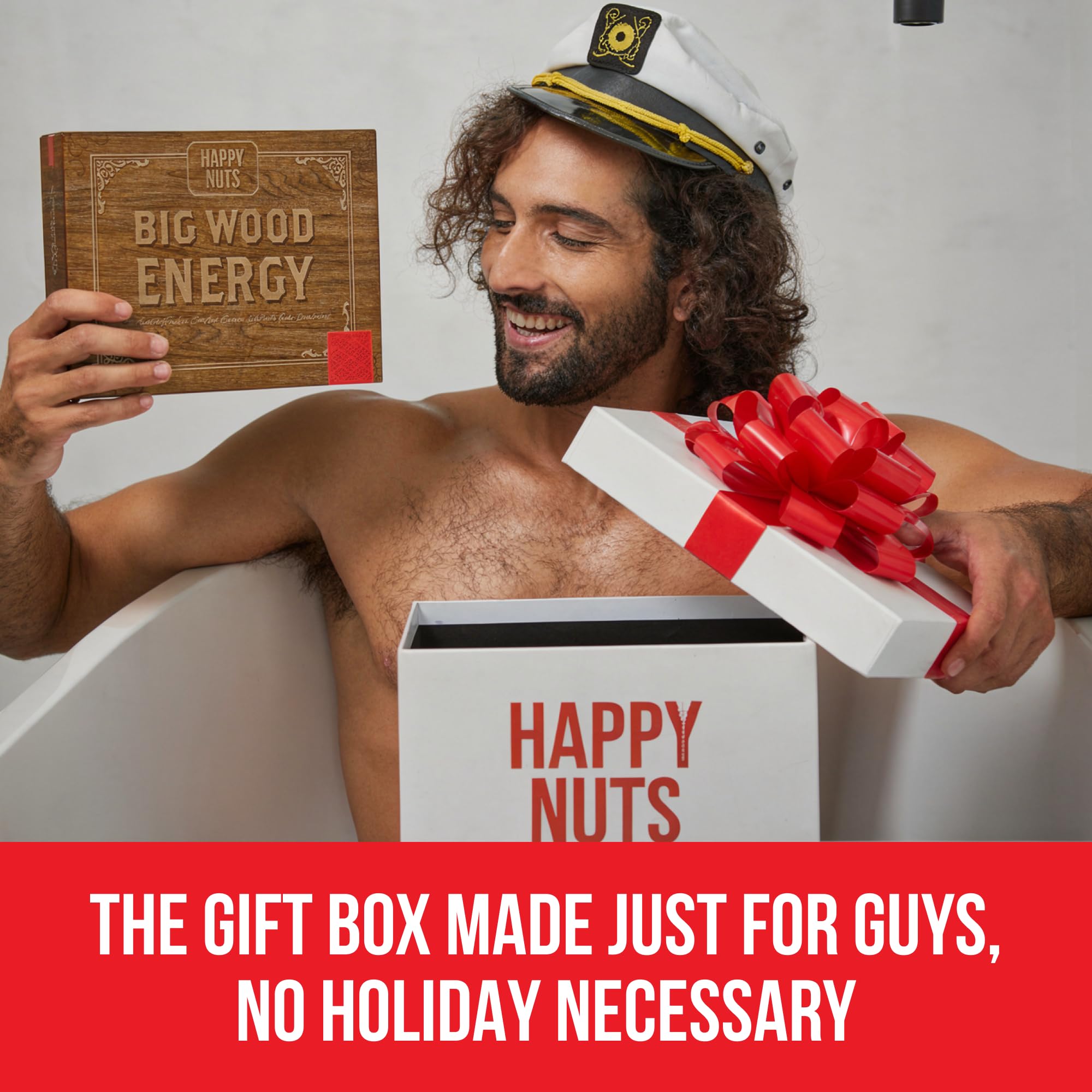 HAPPY NUTS Mens Gift Hygiene Kit - Big Wood Energy Box Men's Gift - Whole Body Deodorant, Moisturizing Body Wash, Anti-Chafing Comfort Cream - Body & Shower Gift Set Self Care For His Total Package