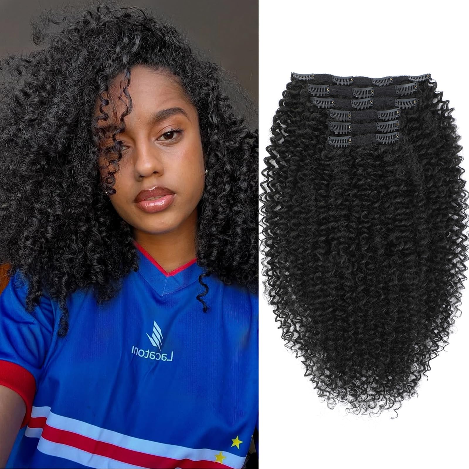 Photo 1 of Urbeauty Curly Clip-In Hair Extensions, 18 Inch Protein Silk
