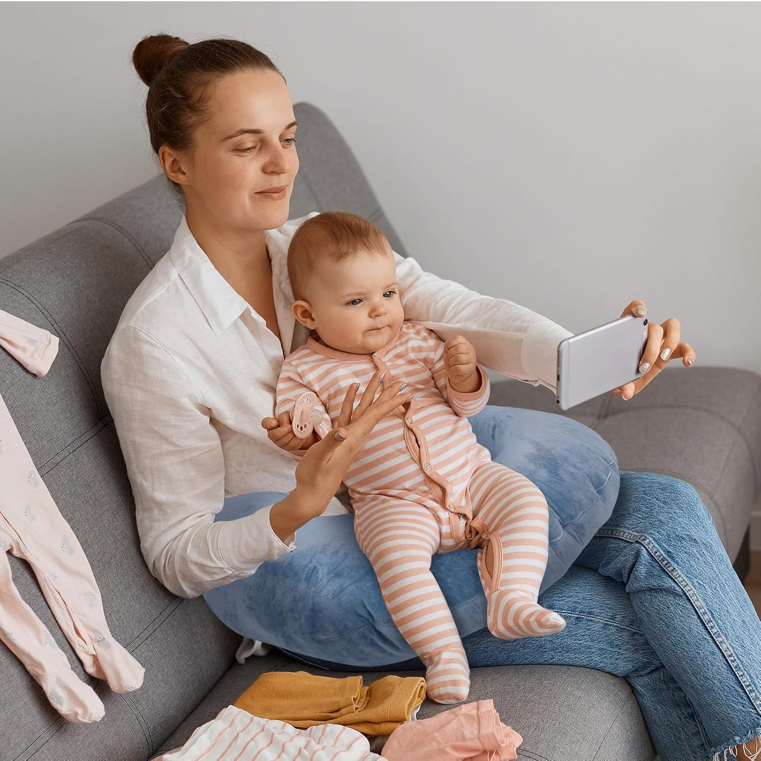 Reading Pillow, Removable Bedside Cushion for Waist and Neck Protection, U-Shaped Sitting up Pillow for Adults and Children for Resting, Reading, Playing and Relaxing