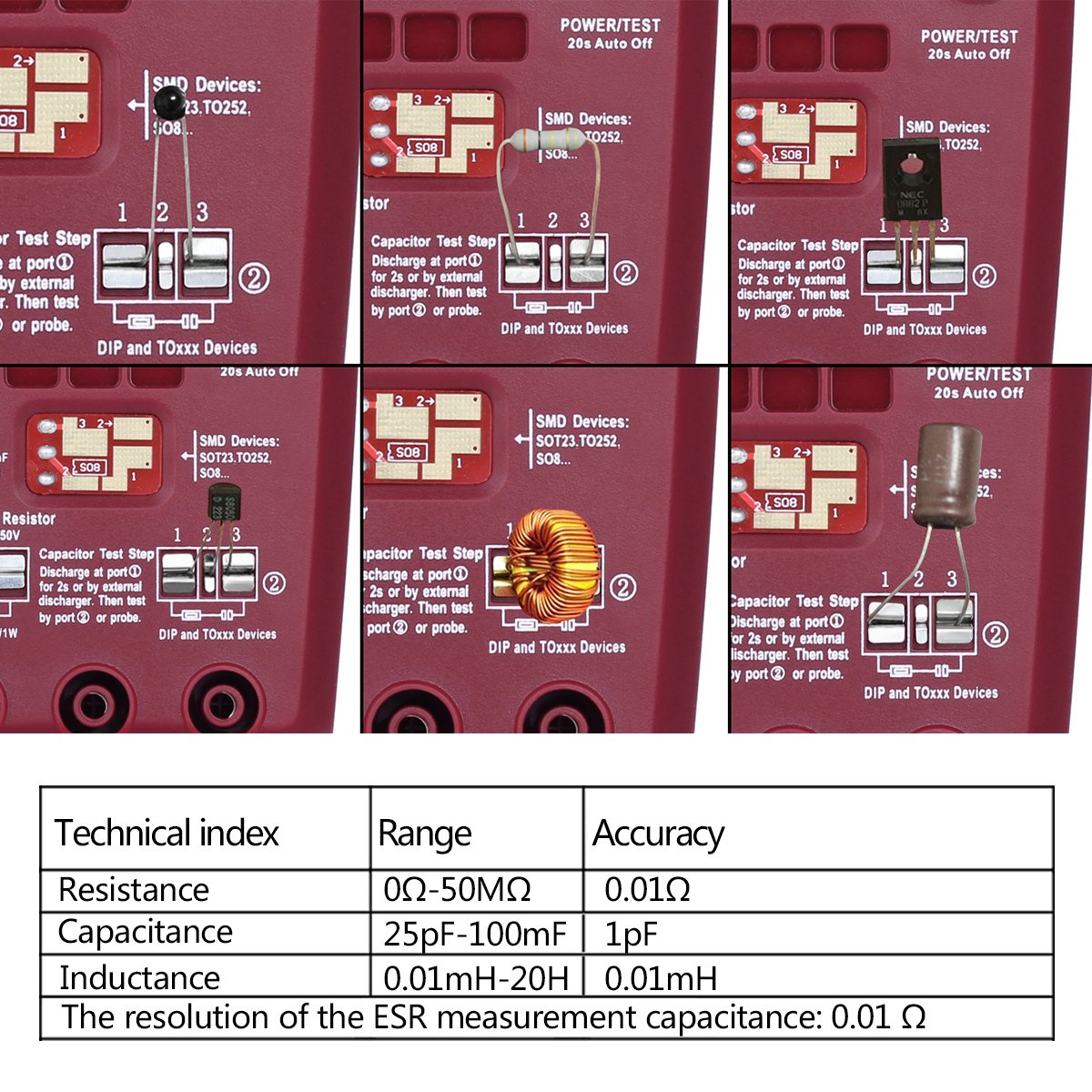 Bside Testeur de transistor ESR02 Pro SMD Composants Vérificateur Mega328 NPN/PNP Diode Résistance Inducteur Capacitance ESR Compteur avec pince