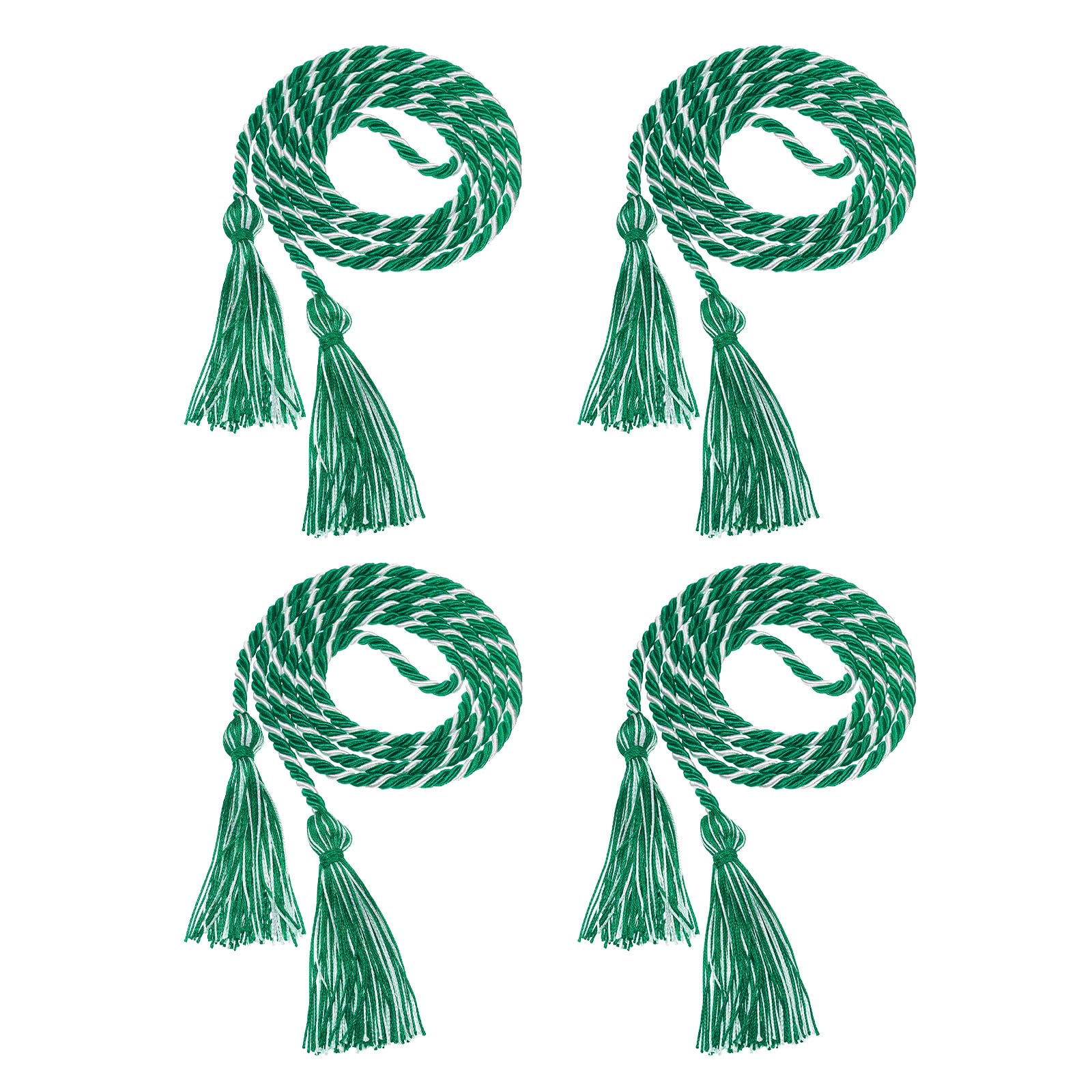 Cordones de graduación verdes y blancos de uxcell pack de 4 con borlas de honor 2025
