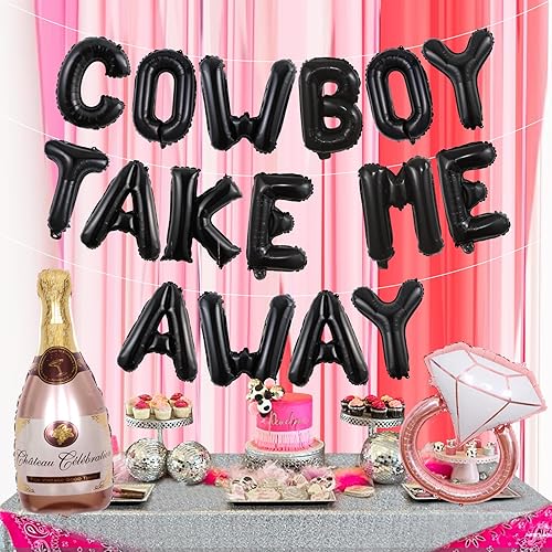 Miniatura 2 de Wonmelody Decoraciones de vaquero occidental para despedida de soltera de vaquero con texto en inglés "Take Me Away", pancarta de globo con la misma