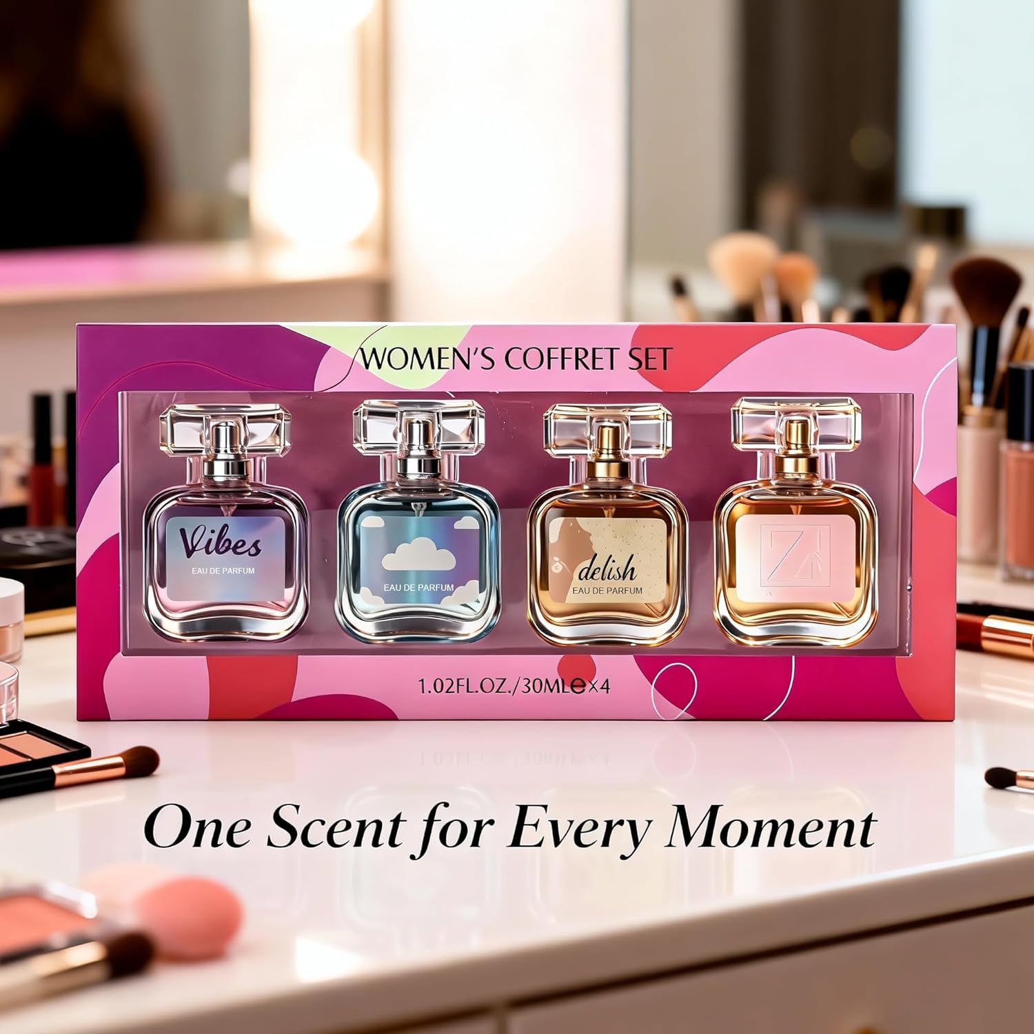 AFLUXE Women's Perfume Coffret Set, 4-Piece Luxury Fragrance Collection Long Lasting Eau de Parfum (EDP) Gift Kit for Women, 1.02 Fl Oz (30ml) x 4 Bottles