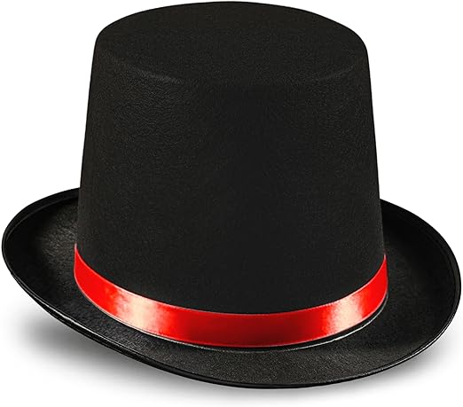 Dress Up America Black Top Hat for Kids & Adults – Formal Tuxedo Hat with Trim – Magician Butler Gentleman Costume Accessory