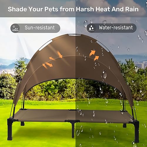 Miniatura 2 de Heeyoo Cama elevada para perros con toldo, cuna portátil para perros con tienda de campaña de sombra extraíble, cuna elevada para mascotas al aire