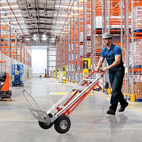 Miniatura 4 de Camión de mano industrial 3 en 1 de aluminio, carretilla de mano convertible, capacidad de 1000 libras, camiones de mano resistentes con ruedas