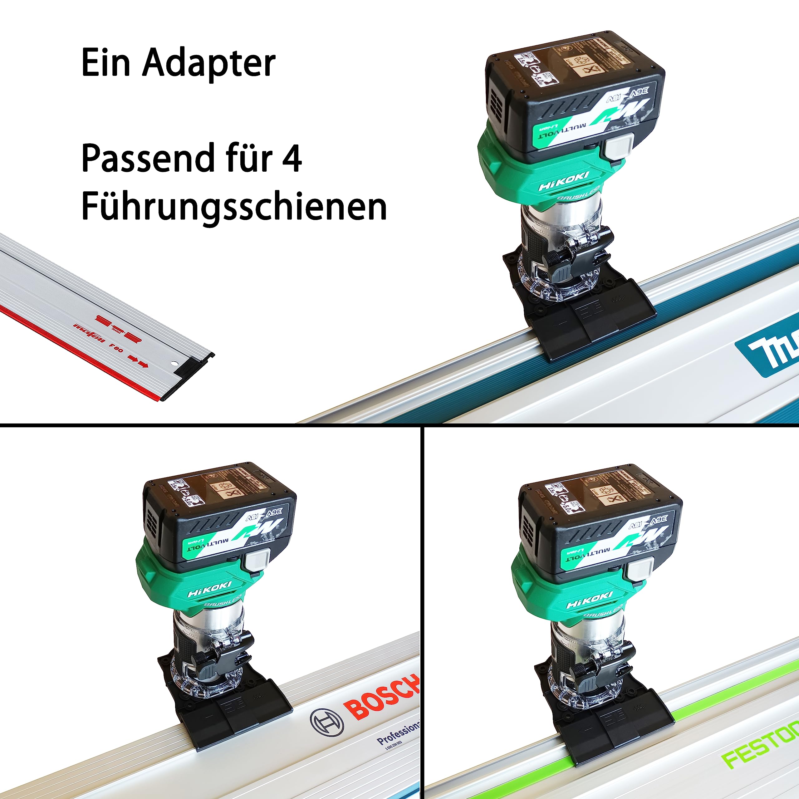 Adaptador profesional para riel guía Hikoki M1808DA para Makita/Bosch/Festool, barra de guía superior, fresadora de cantos adaptador