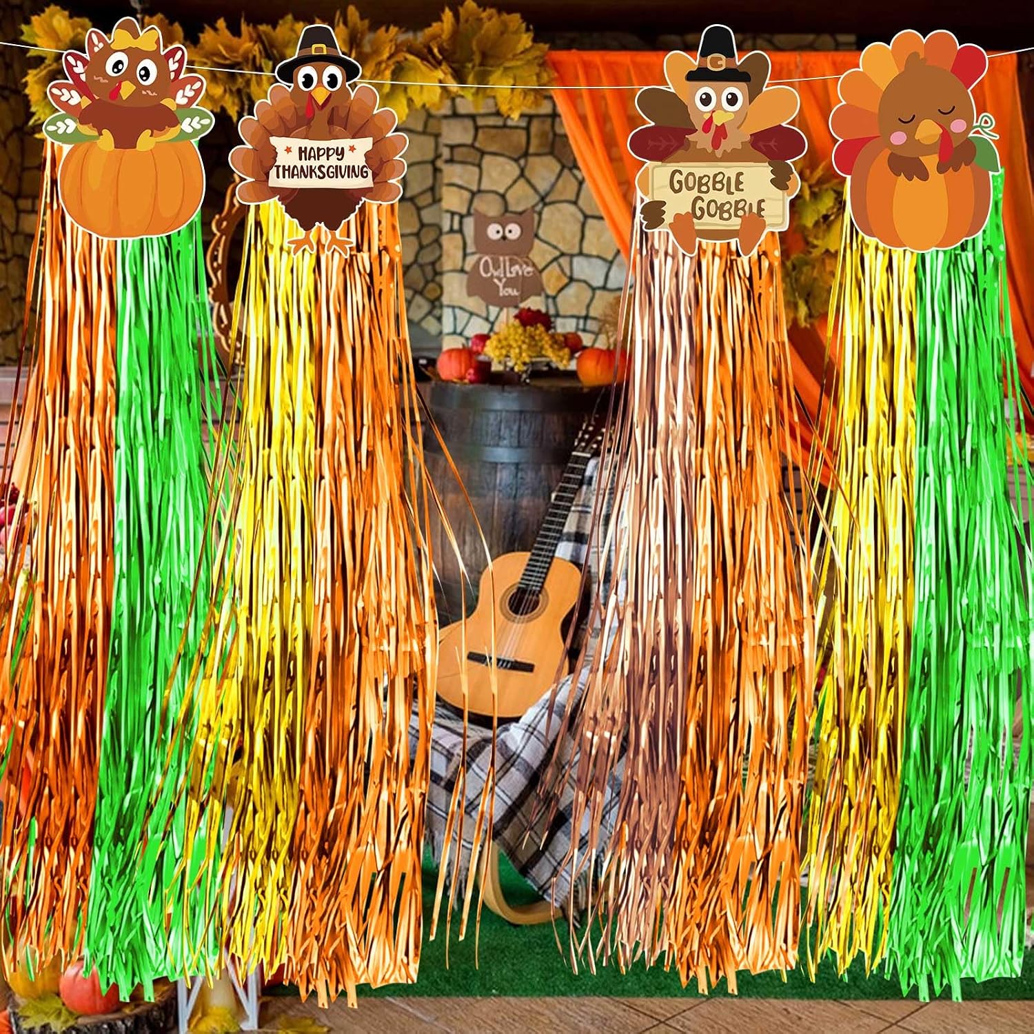 8 Pcs Thanksgiving Windsocks Outdoor - Thanksgiving Outdoor Decorations Turkey Decorations with Tassels 4.3 ft Autumn Hello Fall Hanging Decor for Outdoor Classroom Garden Wall Decor