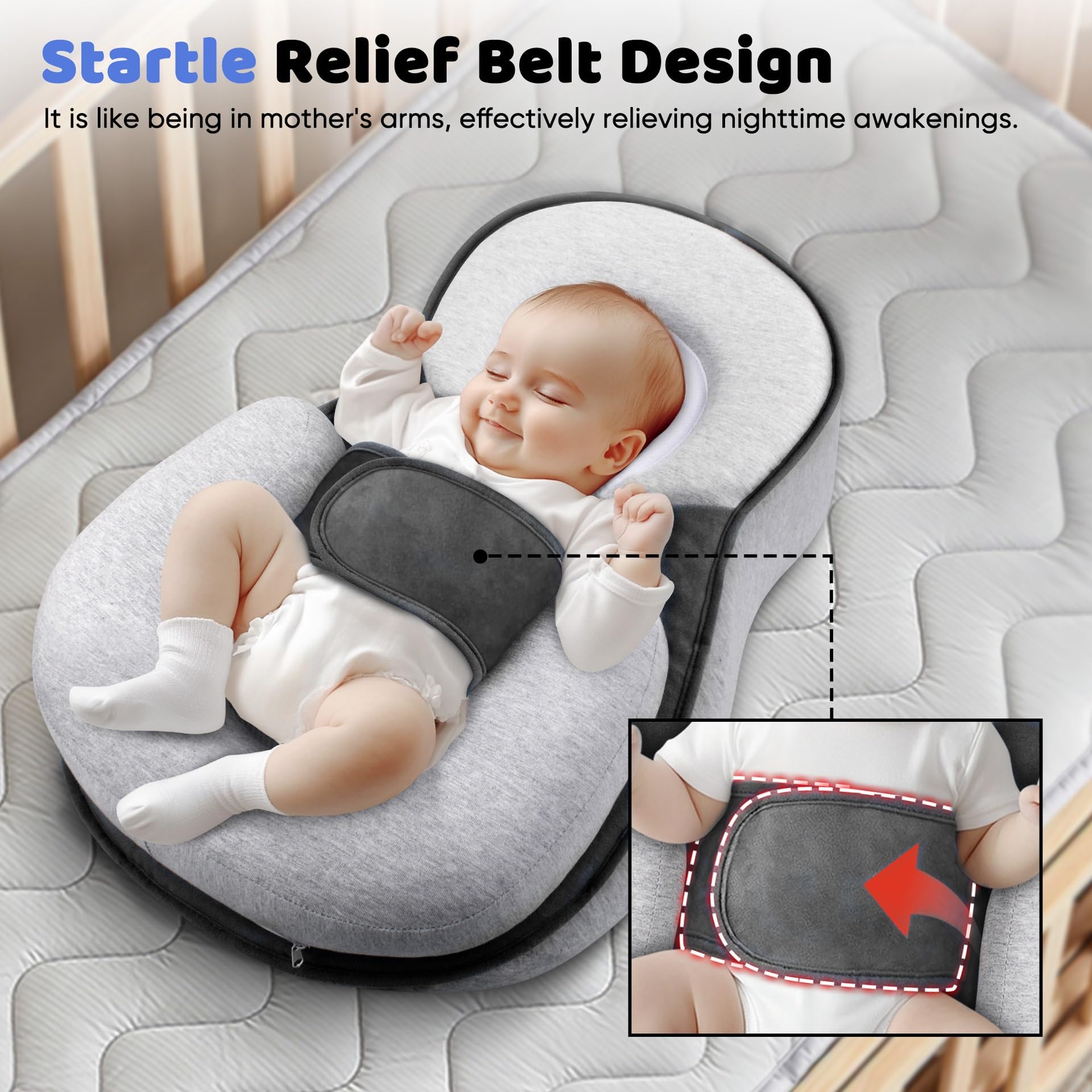 Dream Nest Baby-Schlafbett, leicht zu reinigen, 15° Neigung zur Linderung von Koliken und Reflux, hypoallergen, 0–1 Jahr