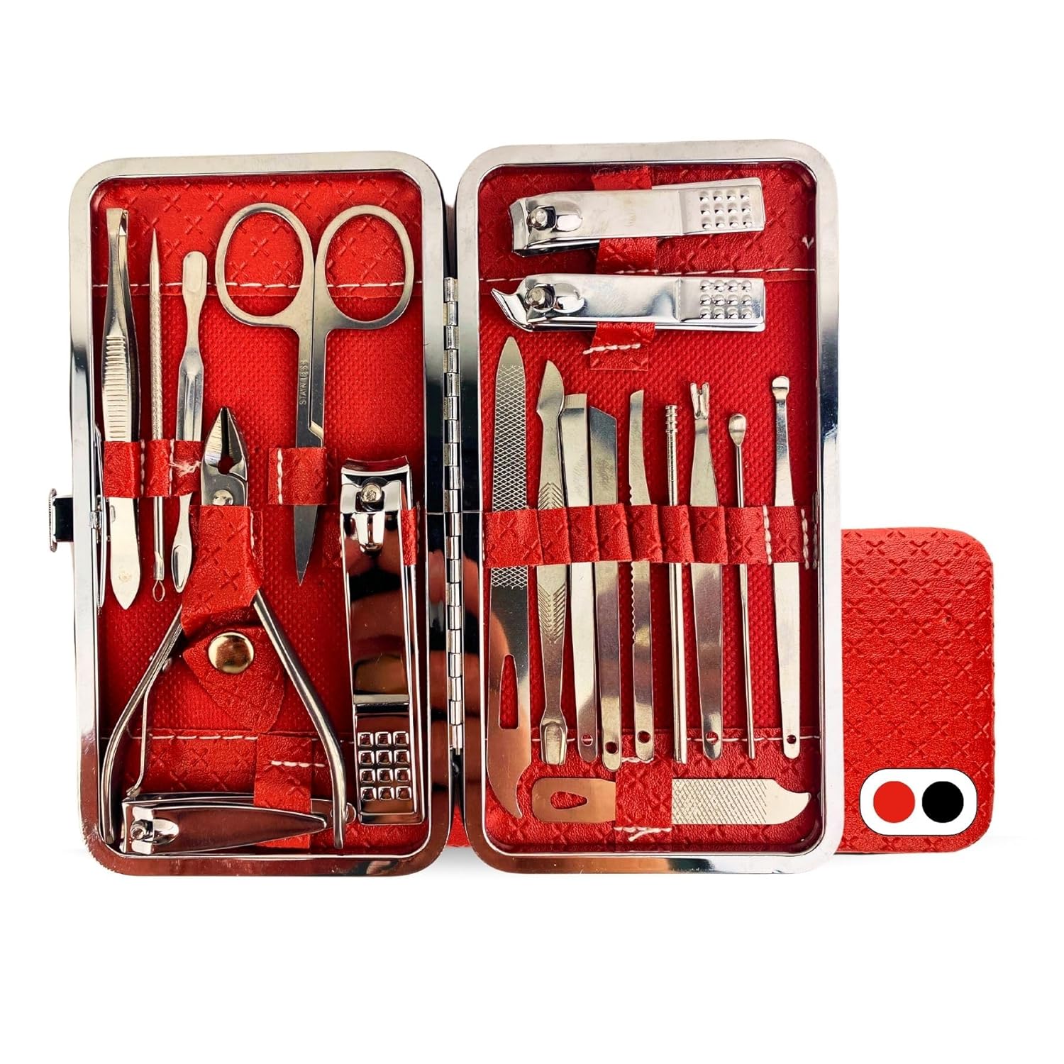 Manicure Set, 19 in 1 Professional Manicure Kit, Nail Clippers for Hands and Feet, Toenails, Manicure Tools, Pedicure Tools, Suitable for Travel and Home Manicure Kit. Ideal for Women and Men, Red Manicure Set, 19 in 1 Professional Manicure Kit, Nail Clippers for Hands and Feet, Toenails, Manicure Tools, Pedicure Tools, Suitable for Travel and Home Manicure Kit. Ideal for Women and Men, Red