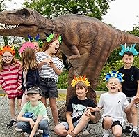 Vista 8 de Paquete de 12 diademas de dinosaurio, sombreros de dragón, recuerdos de fiesta, suministros de decoraciones de cumpleaños, accesorios para disfraz