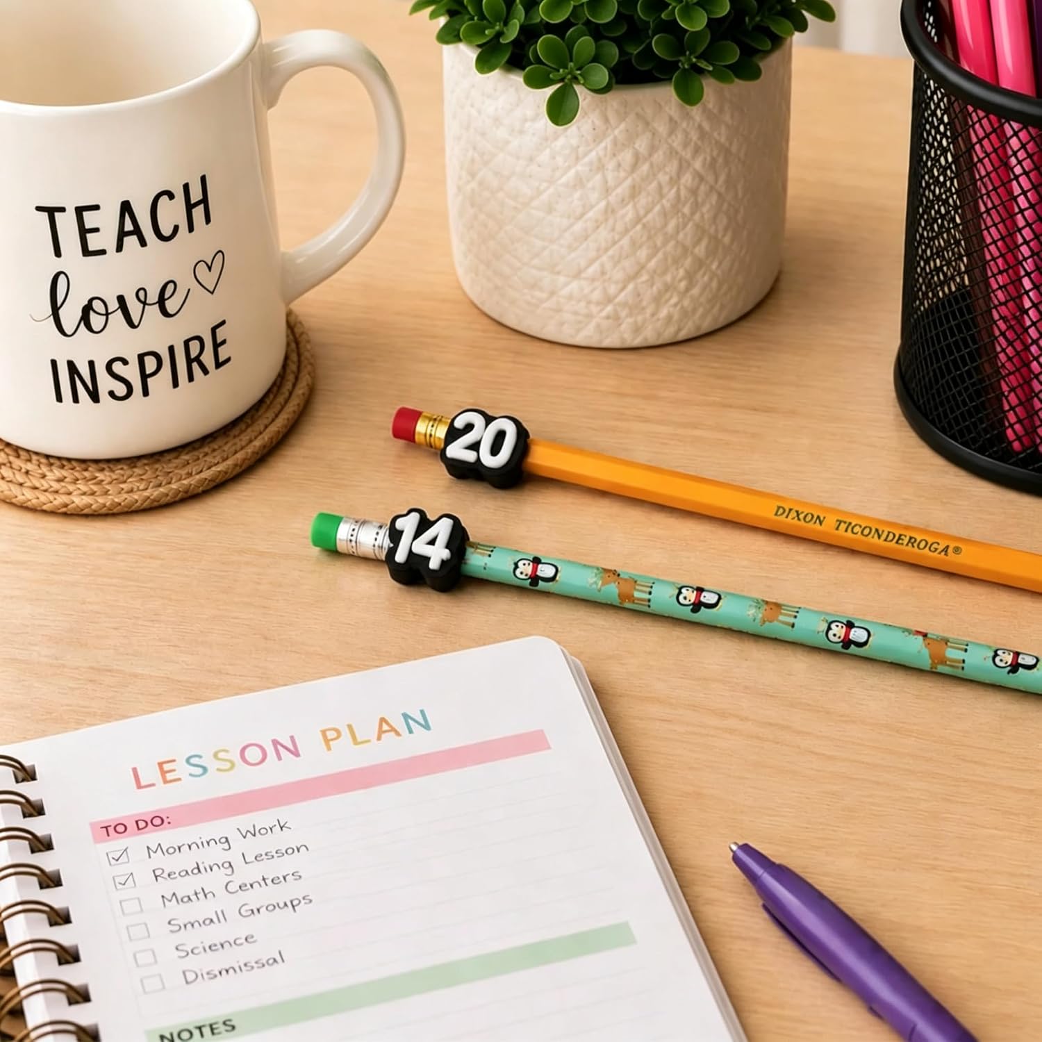 Numbered Pencil Toppers 1-30,Reusable Classroom Pencil Labels,Black