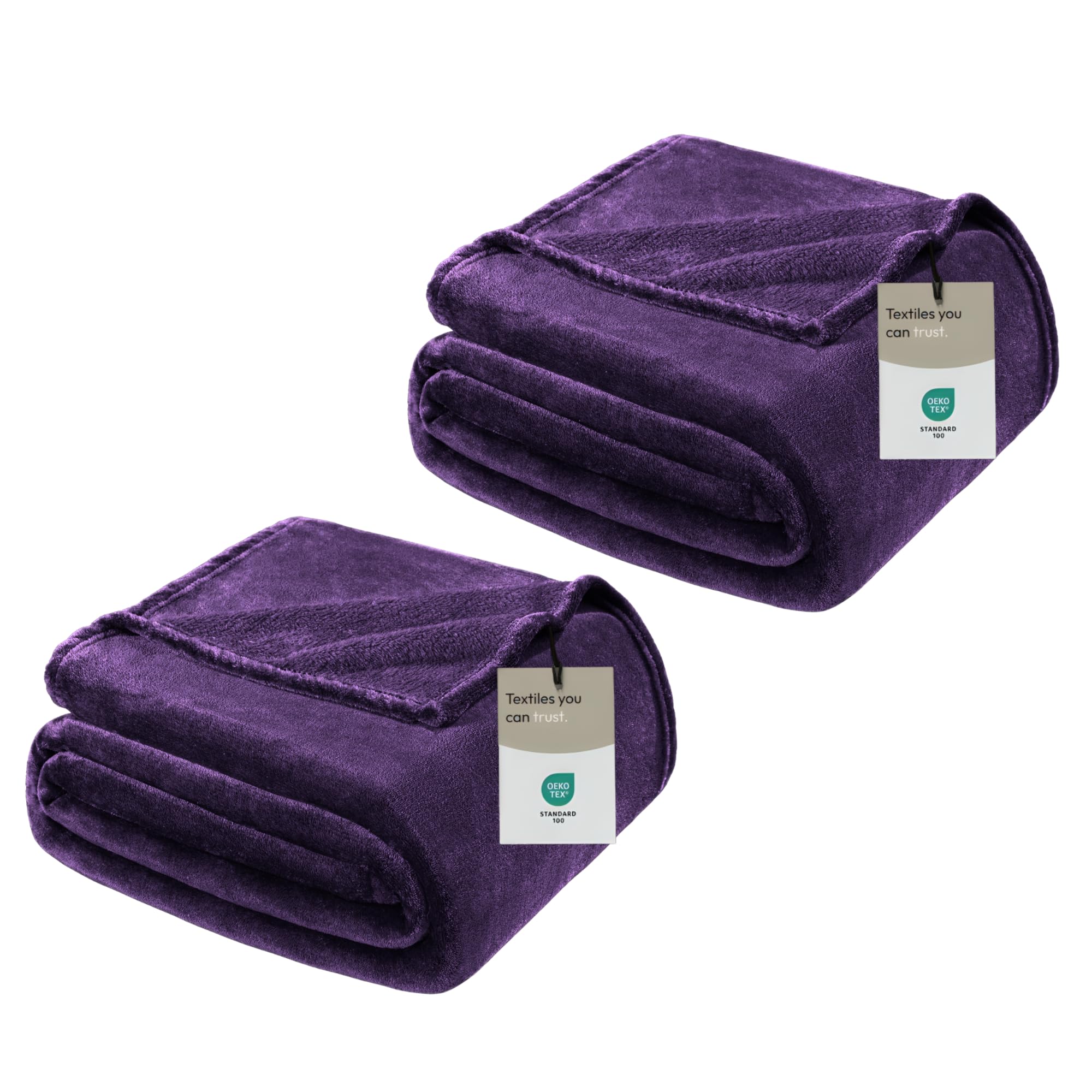 BedLooms Fleece Thow Blanket for Sofas, Bed 2 Pack Purple (King,230x270cm) โ image 1