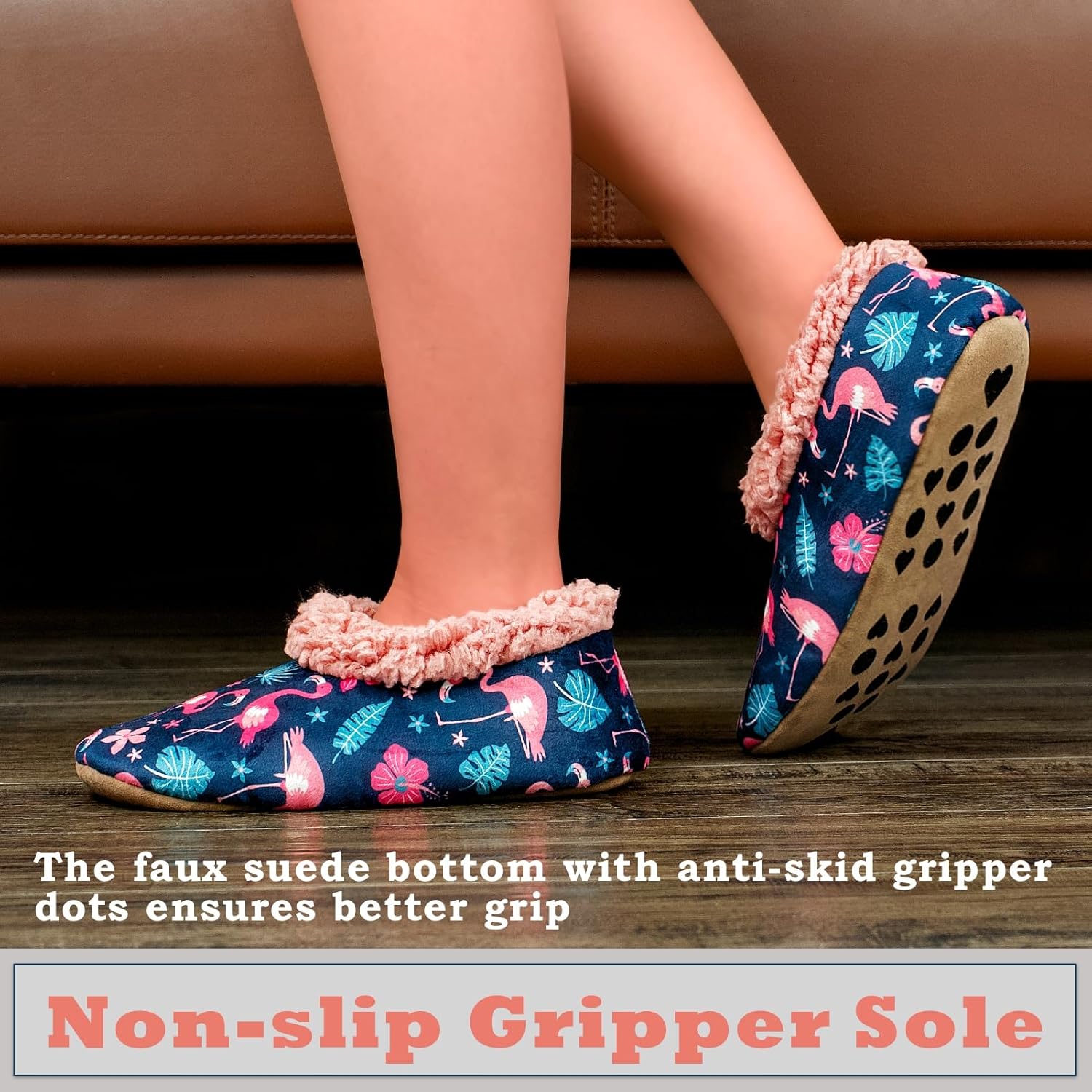 cosyone1997 Slippers for Women Indoor Non Slip Soft Sole Slippers, Fuzzy Sherpa Lined, Cute Animal Print - Image 4