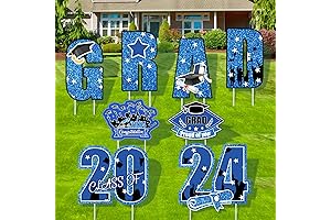 Celebrate Grad 2024 with Blue Graduation Signs and Banners