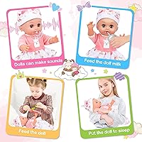 Vista 3 de Juego de cuidado de muñecas de bebé, juego de alimentación de muñecas de bebé, 20 piezas, muñecas de bebé realistas, bolsa de cuidado de bebé