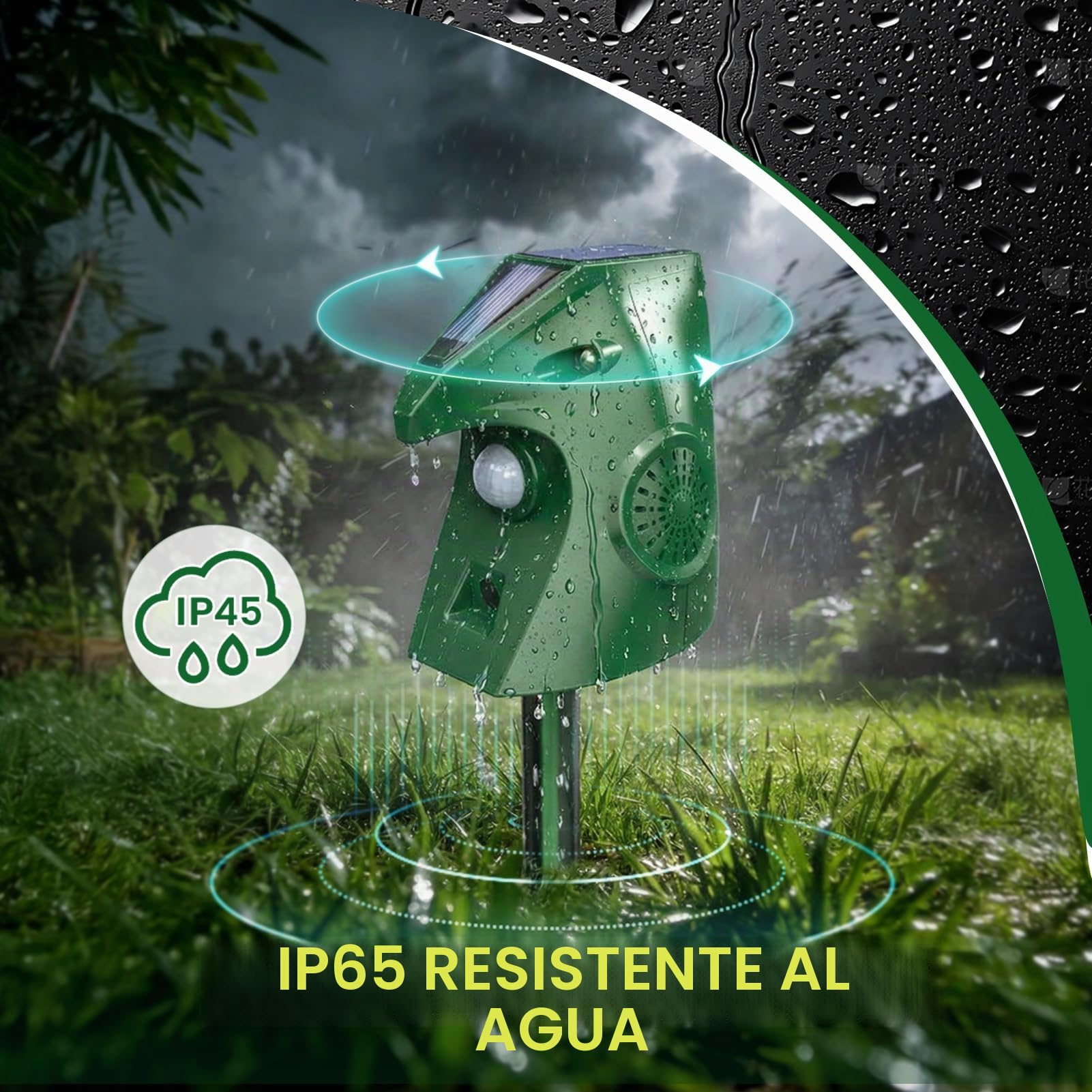 Repelente Gatos, 2 Modos Ultrasónicos Ahuyentador Gatos con Luz Intermitente, Ahuyentador de Gatos Exterior con Energía Solar e Impermeable, Perros, Pájaros, Zorrillos, Ardillas