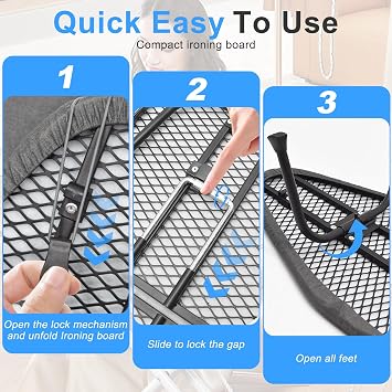 Table Top Ironing Boards Foldable with Iron Rest, Small Compact Ironing Board, Ironing Board with Anti-Slip Feet, Iron Table for Home & Dormitory, Travel, Extra Thick Cover, Wall Mounted