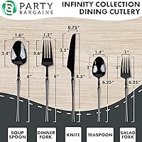 Vista 53 de Party Bargains Disposable Plastic Black Gold Cutlery Set, Infinity Modern Design Utensils, 40 Pack: 16 Forks, 8 Knives, 16 Spoons