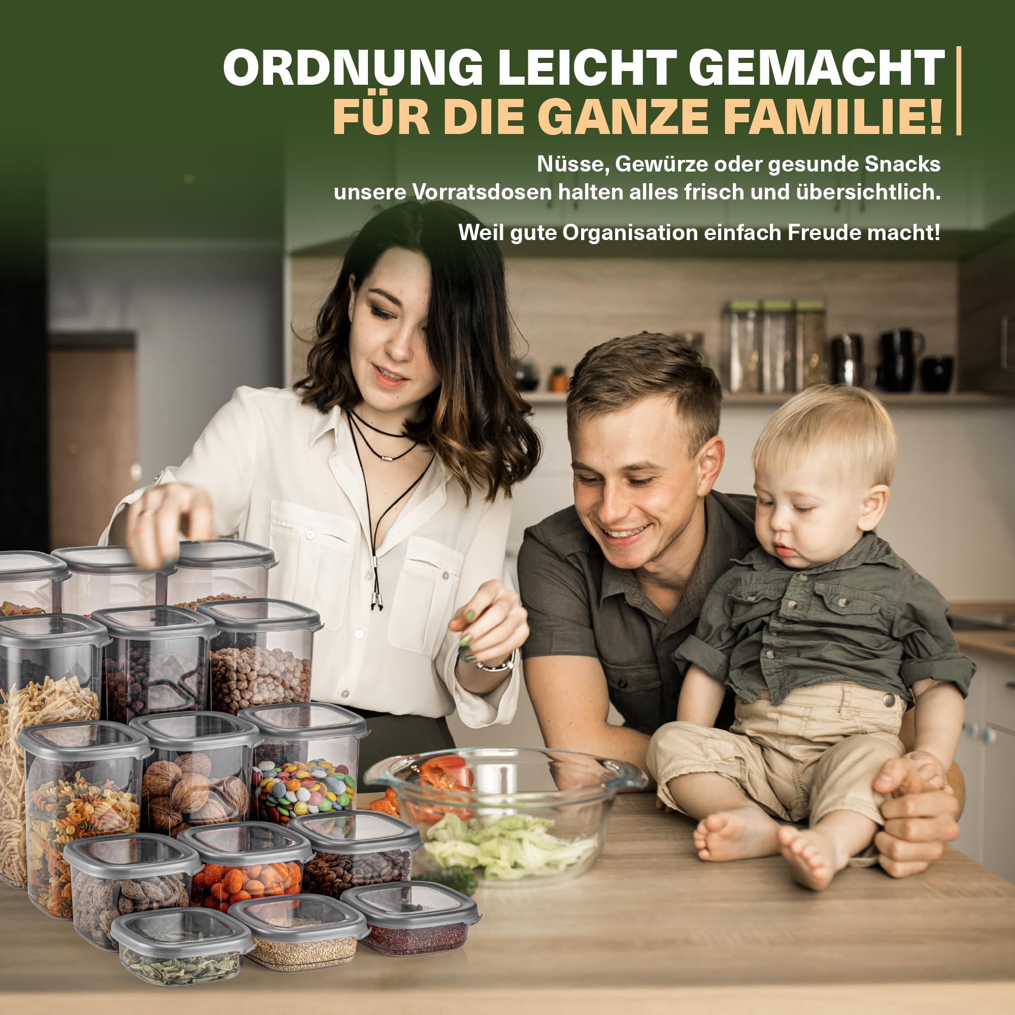 Viwares Contenitori con coperchio, ermetici, set da 48 contenitori senza BPA, per la conservazione della farina di cereali, cucina, pratico organizer da cucina, contenitori per alimenti