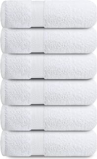 Infinitee Xclusives White Hand Towels Set of 6 - 100% Cotton 600 GSM Ultra Soft, Quick Dry, Hotel Quality Bathroom Towels (16x28")