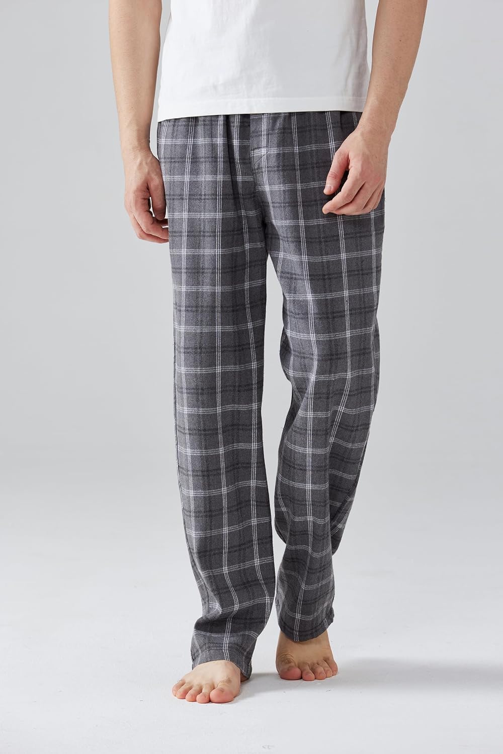 Mens Pajama Pants Flannel Cotton Plaid Sleep & Lounge Pants, PJ Bottoms with Pockets and Button Fly - Image 5