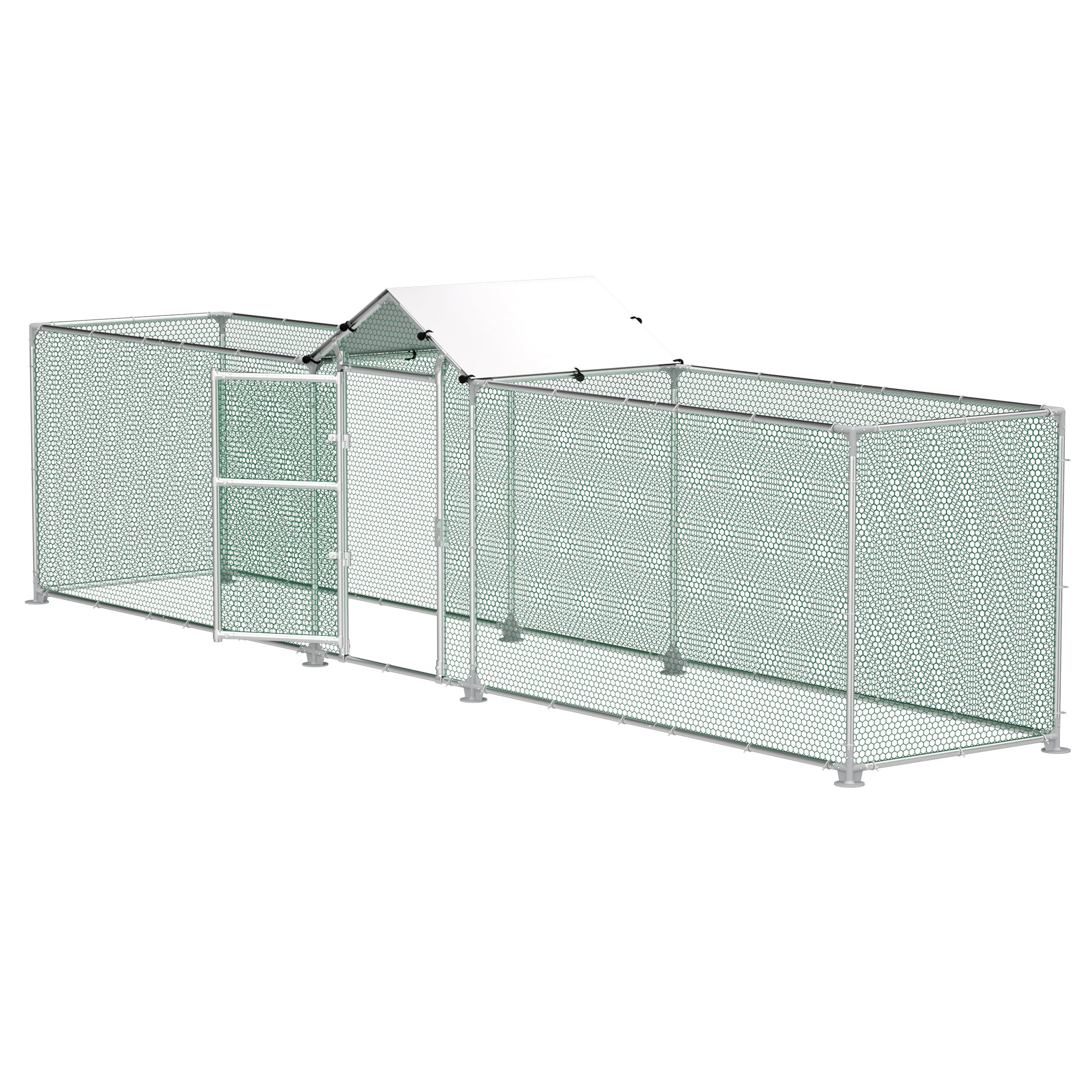 LZQ - Recinto per pollaio con serratura, gabbie per pollame, tetto rivestito in PVC, telaio in acciaio zincato (L 500 x P 100 x A 150 cm)