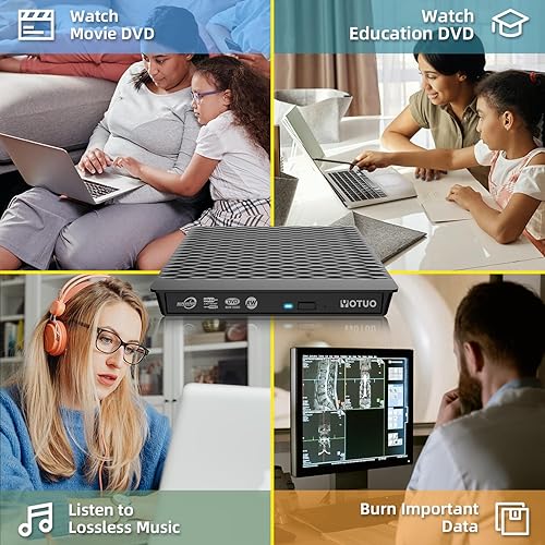Miniatura 6 de Unidad externa de CD/DVD, USB 3.0 y USB-C, portátil, CD RW, reproductor de DVD, quemador de DVD para portátil, de escritorio, compatible con Windows