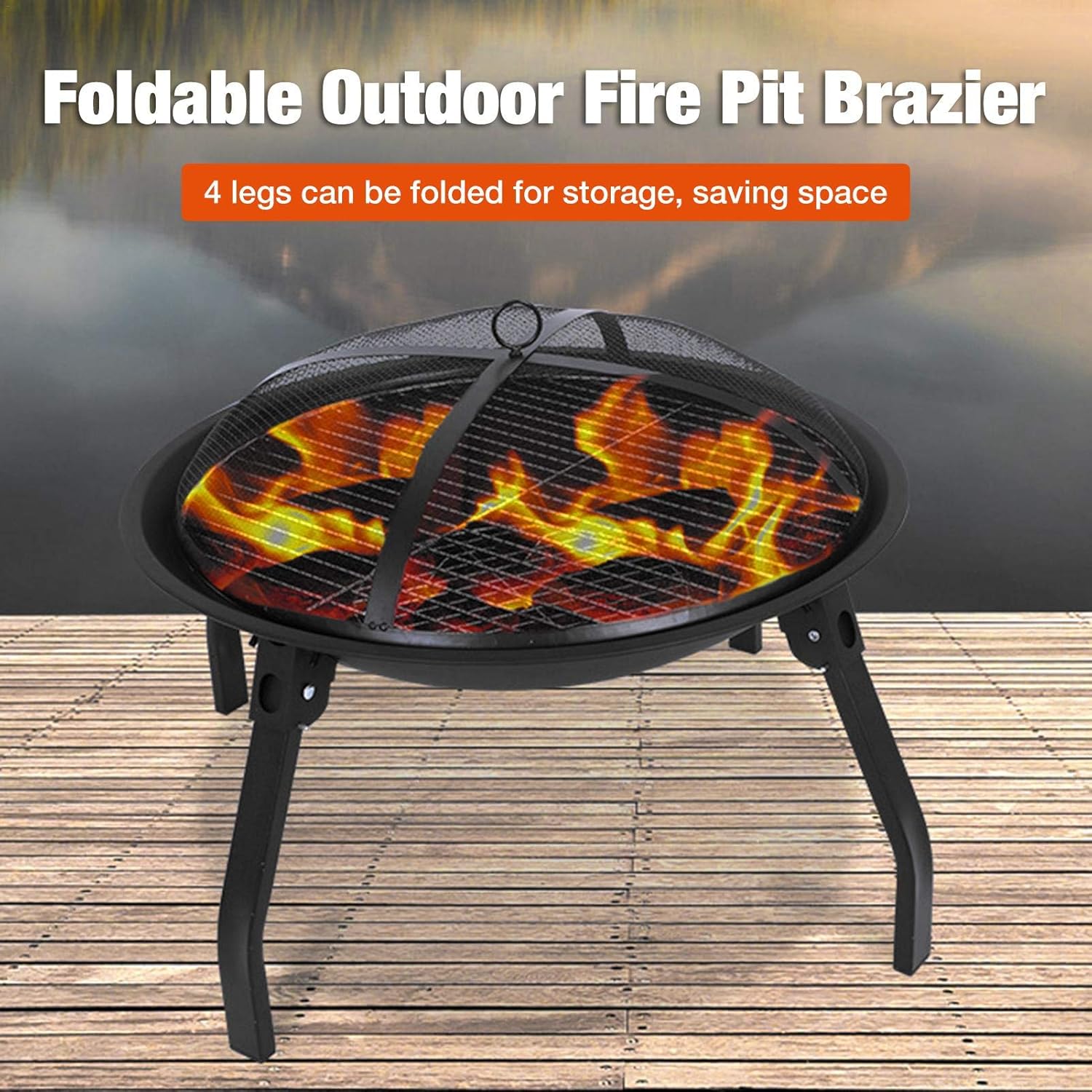 Zhdcc 屋外テラスバーベキュー焚き火ファイヤーピット 折りたたみスチールファイアピット 木材燃焼ファイアボール携帯用屋外キャンプbbqグリルファイヤーボウル炭火焼きブレイザーパーティー焚き火スタンド 55cm 高価値セリー