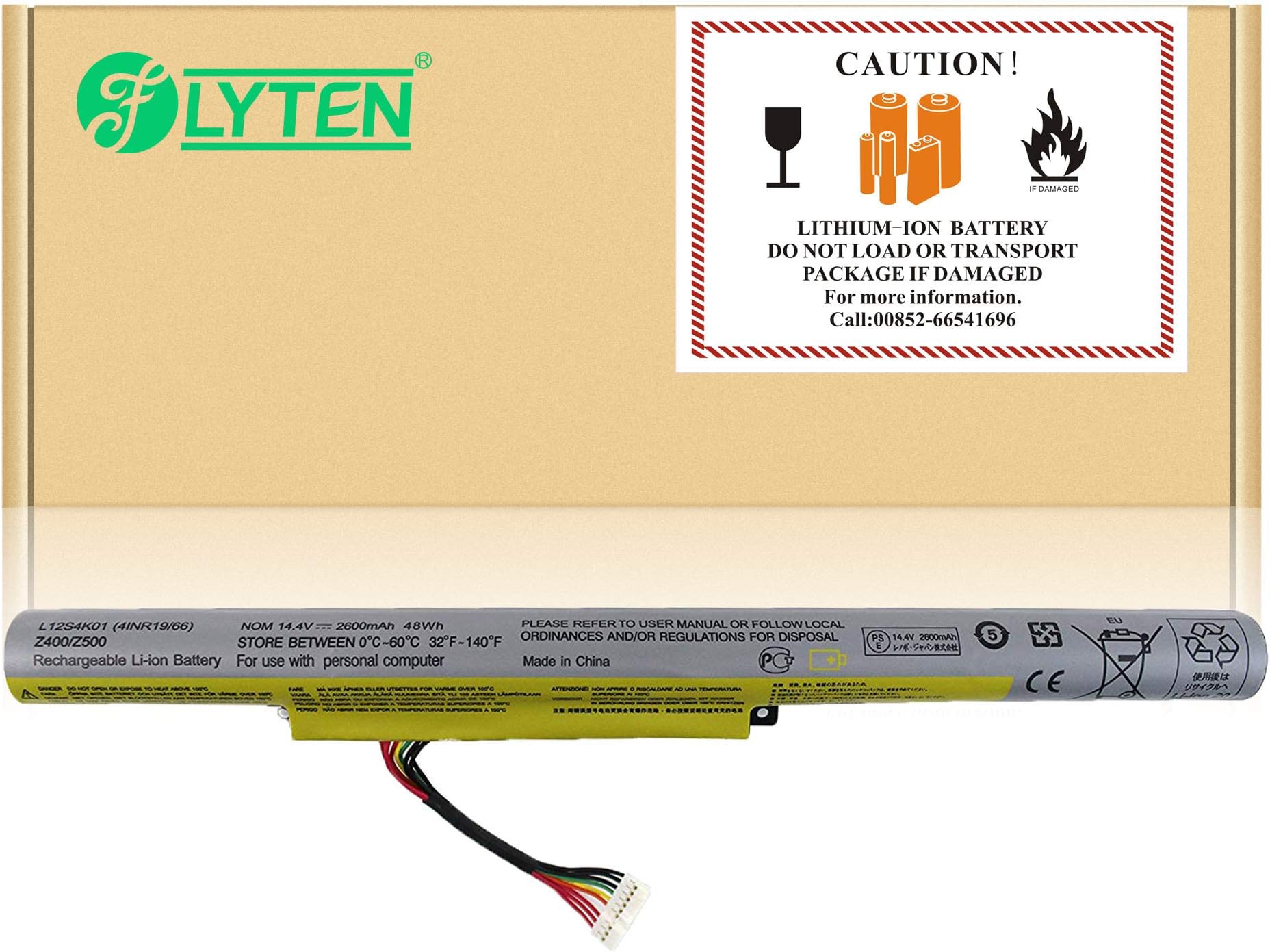 FLYTEN L12S4K01 Battery for Lenovo IdeaPad Z400 P500 Series,IdeaPad Z400 Touch Series,IdeaPad Z500 Touch Series,IdeaPad P500 Touch Series,Fit P/N L12L4K01 4INR19/66 4INR19/65