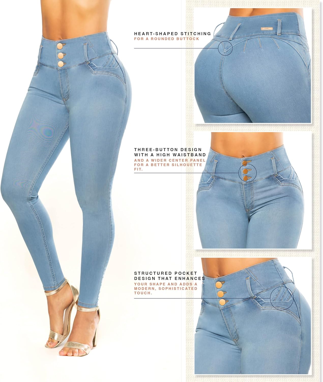 Pantalones Colombianos Levanta Cola, Skinny Stretchy Colombian Pants – Butt Lifting Jeans - Image 6