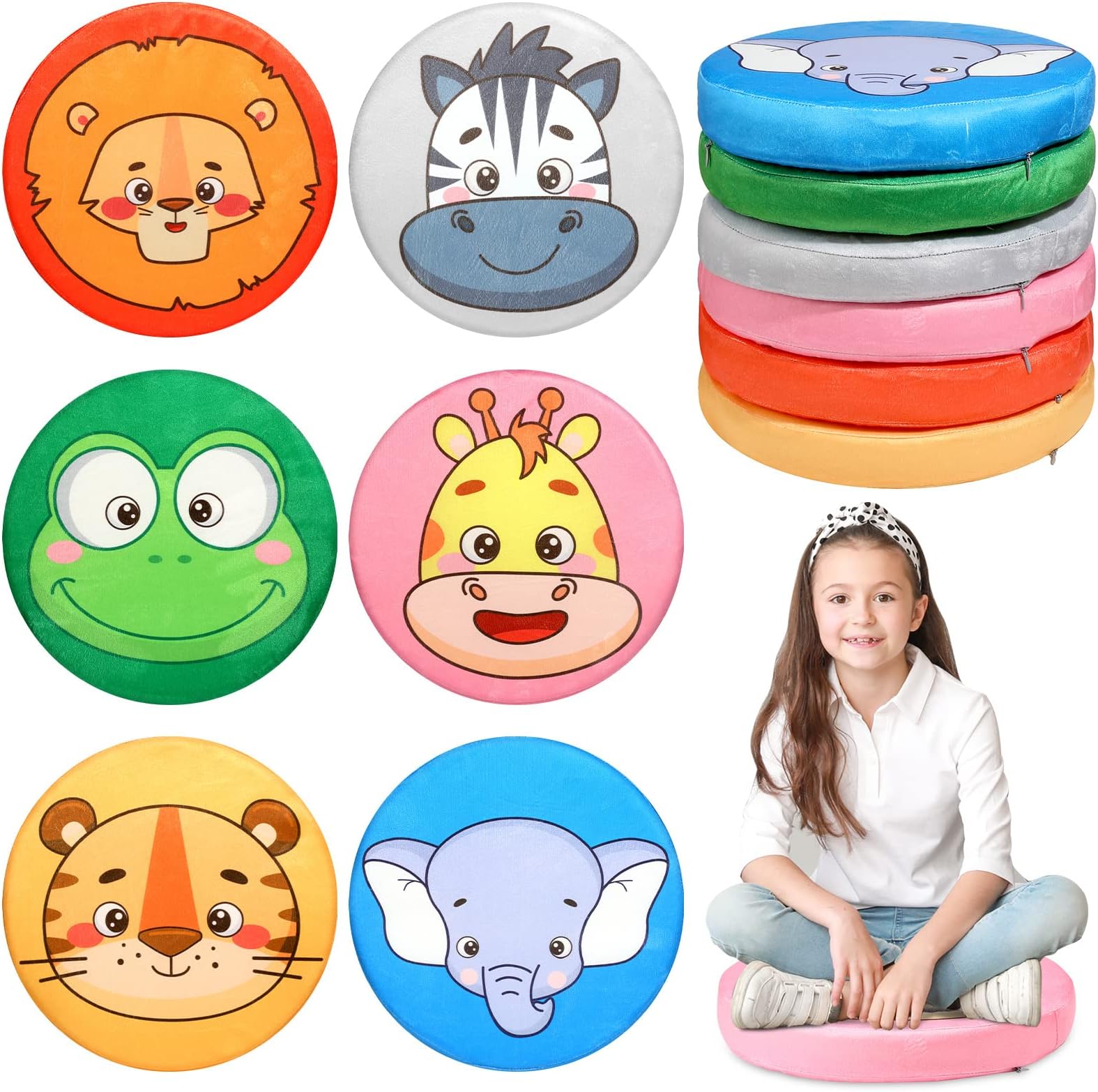 Amazon.com: Nuanchu 6 Pcs Round Cartoon Floor Cushions for Kids 12 ...
