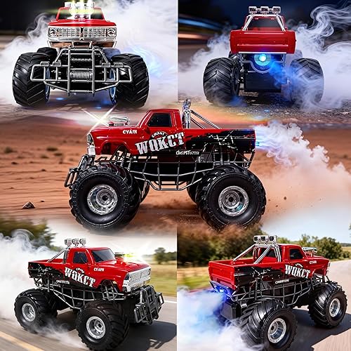 Miniatura 2 de Camión monstruo RC a escala 116 con rociador de luz, control remoto 4WD de 2.4 GHz, camiones monstruo de 20 KMH con tiempo de ejecución de 70