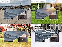 Vista 7 de Funda rectangular impermeable para mesa y silla de patio, color gris, 74 pulgadas de largo x 47 pulgadas de profundidad x 28 pulgadas de alto