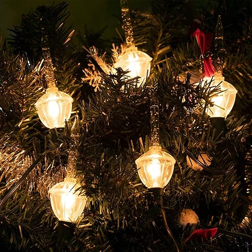 Miniatura 4 de Juego de Luces de Burbujas Doradas de Navidad, Tira de Luces Navideñas Vintage de 11 Pies con 8 Luces de Burbujas Doradas (1 de Repuesto), Base