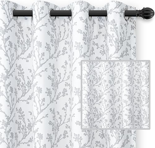 DriftAway Cortinas florales para dormitorio, 84 pulgadas de largo, para sala de estar, con forro de acuarela, cortinas opacas con aislamiento
