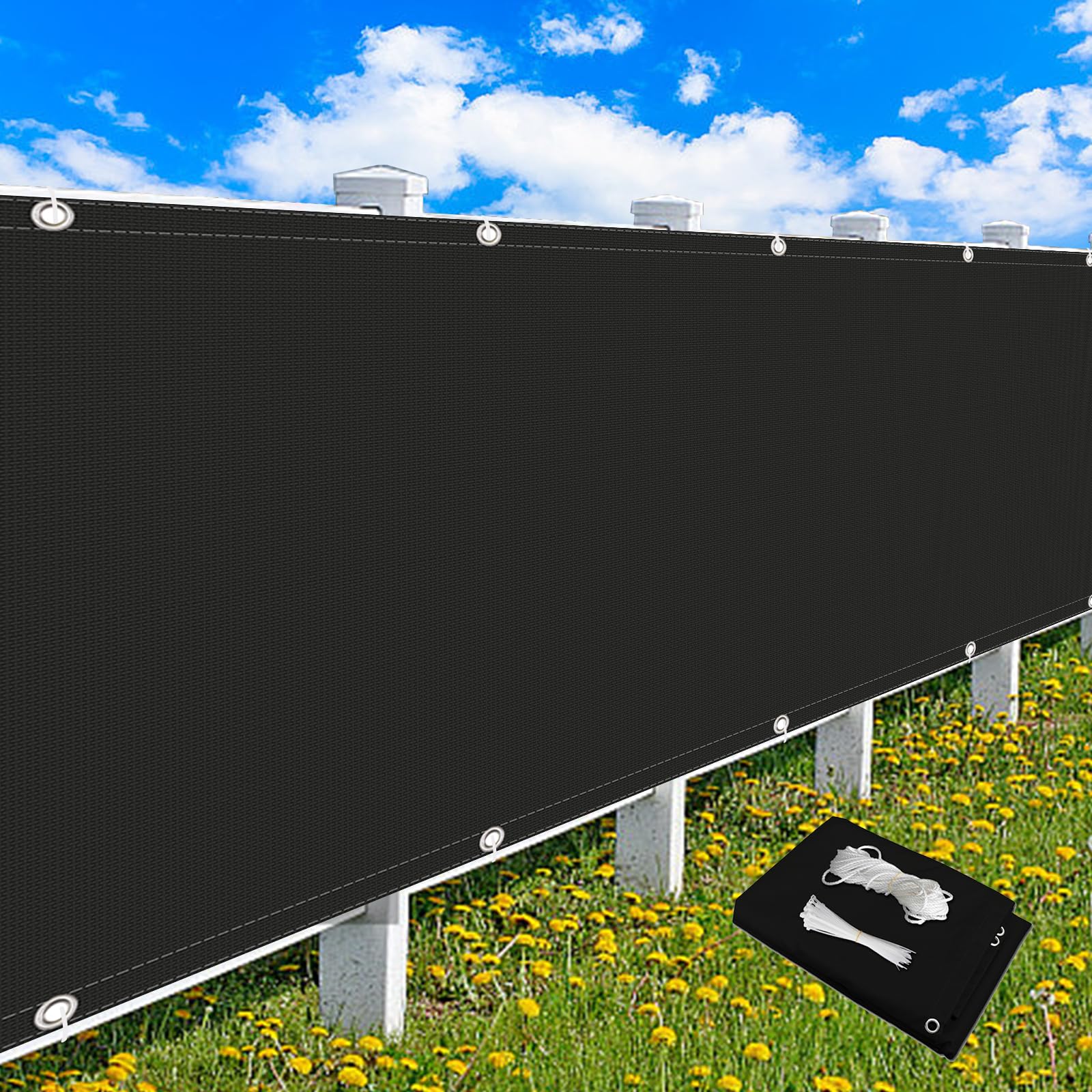Frangi-Vista per Recinzione Giardino 1.5x5.5m, Telo Oscurante per Recinzione Antivento e Impermeabile Ombreggiante per Recinzione 165g/m²(PES) per Recinzioni Varie, Nero