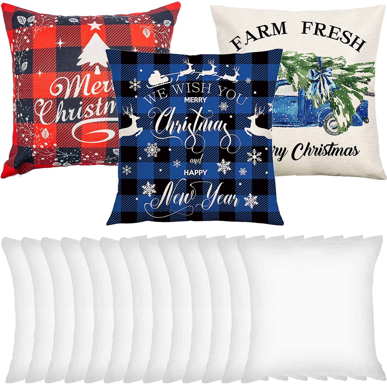 16 Pack Sublimation Blank Throw Pillow Covers, No Insert, 40x40cm