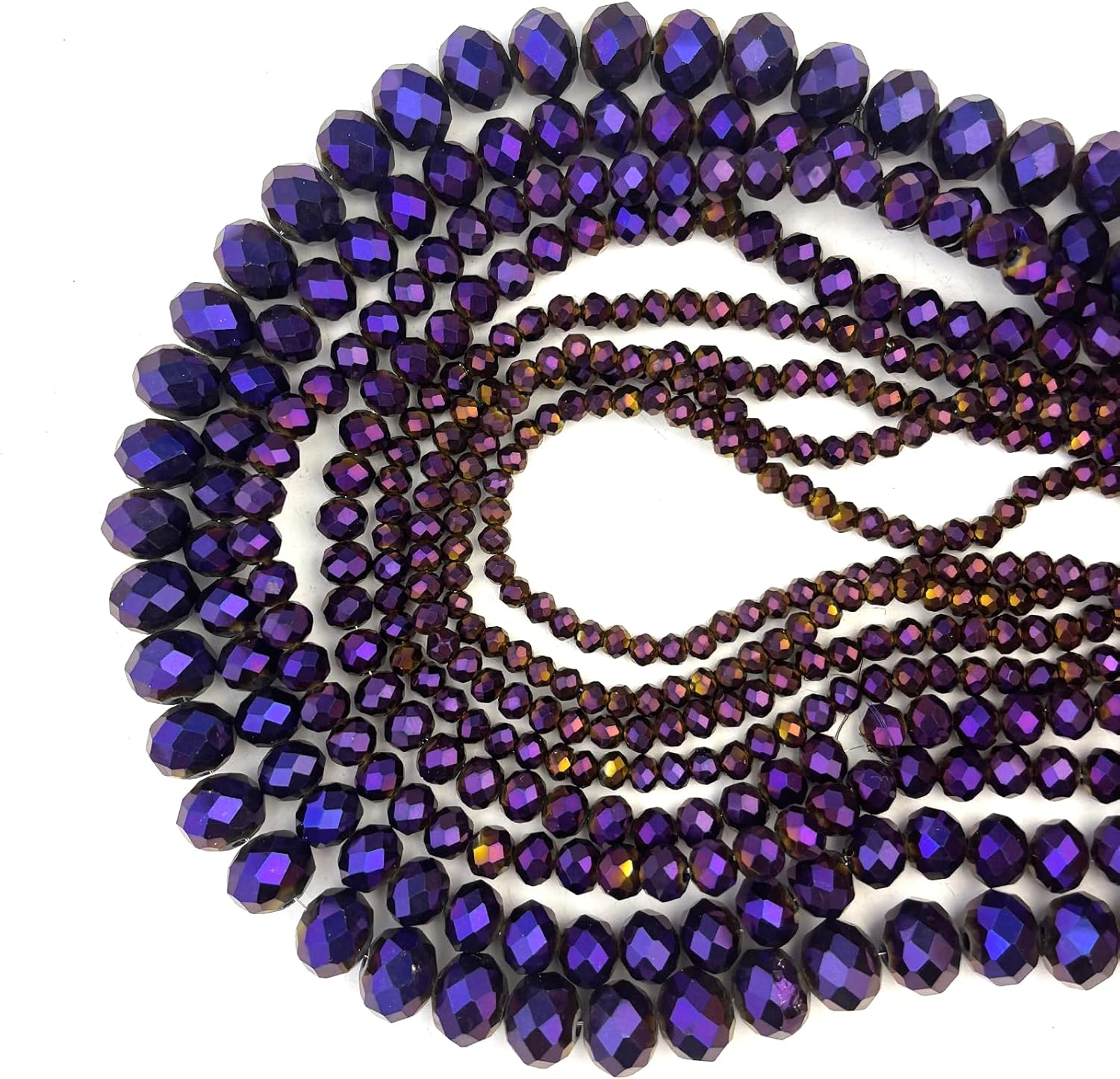 780Pcs Briolette Glass Beads for Jewelry Making, 3/4/6/8/10mm Faceted Crystal Loose Beads Bulk for Bracelets, Earrings, Wind Chimes, Suncatcher, Curtains, Purple