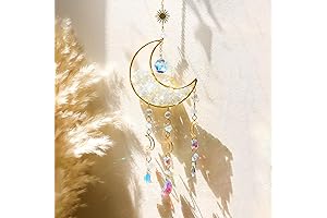 Dream Catcher with Crystals Sun Catcher, Intricate Moon Design