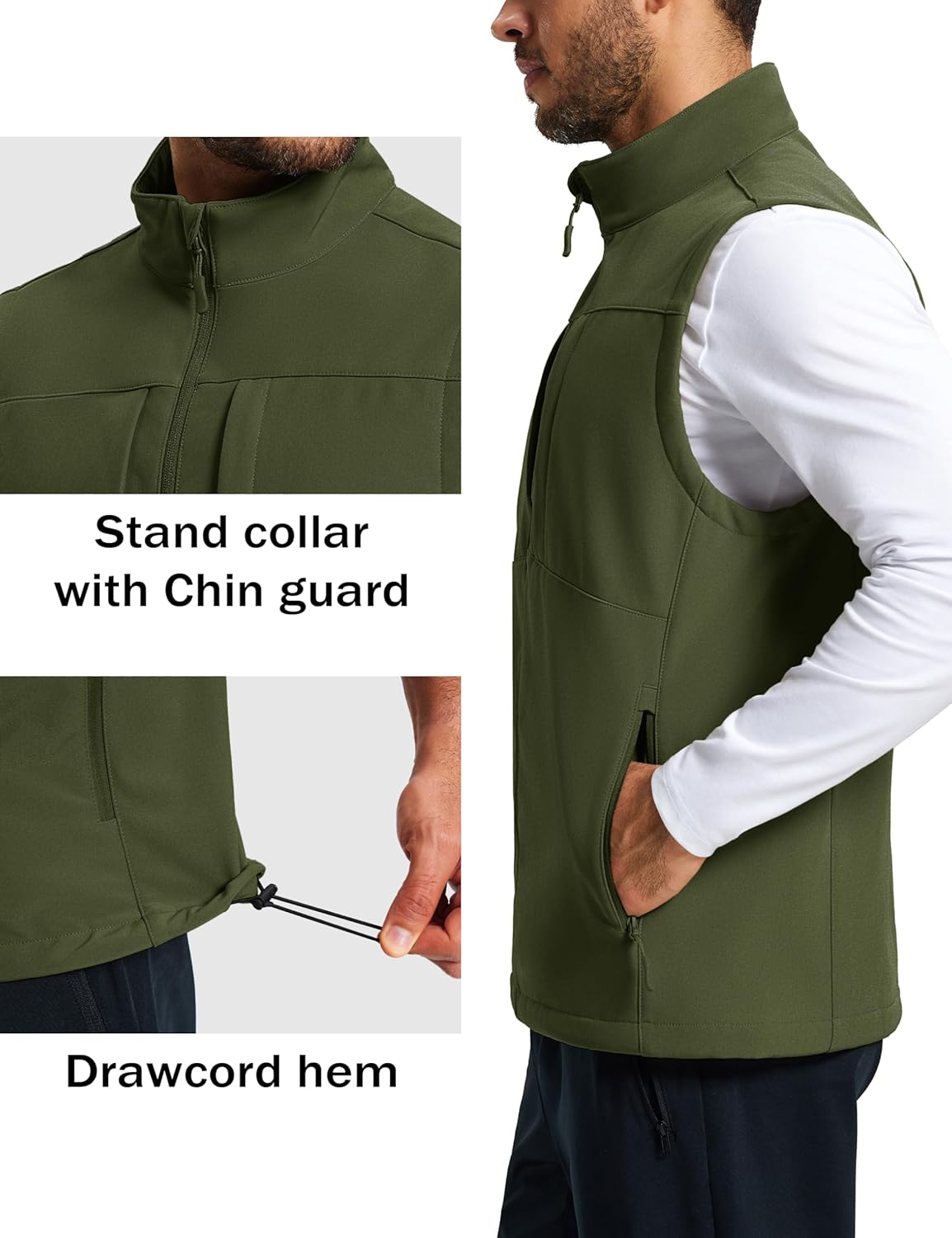 MAGCOMSEN Men's Lightweight Softshell Vest Outerwear Windproof Fleece Lined Zip Up Sleeveless Jacket for Golf Running Hiking - Image 4