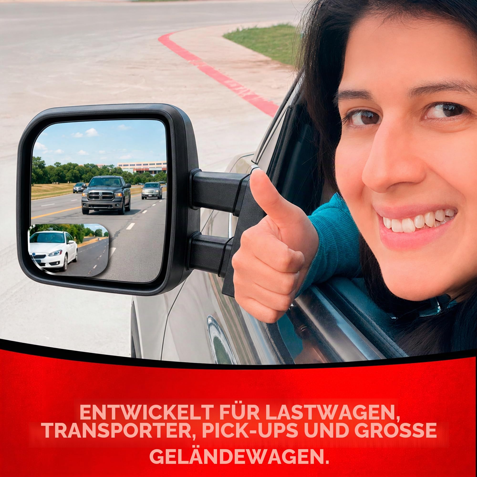 Konvexer Autospiegel für toten Winkel: XLarge Rückspiegel | Rückspiegel für Auto-Außenzubehör und Innenraum für Damen/Herren (2 Stück)