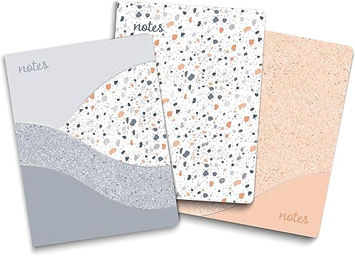 Southworth Juego de diario premium (3 unidades), 6.5 x 8.5 pulgadas, tema de terrazo azul (3 diseños a juego), papel premium de 28 lb/105 g/m²,