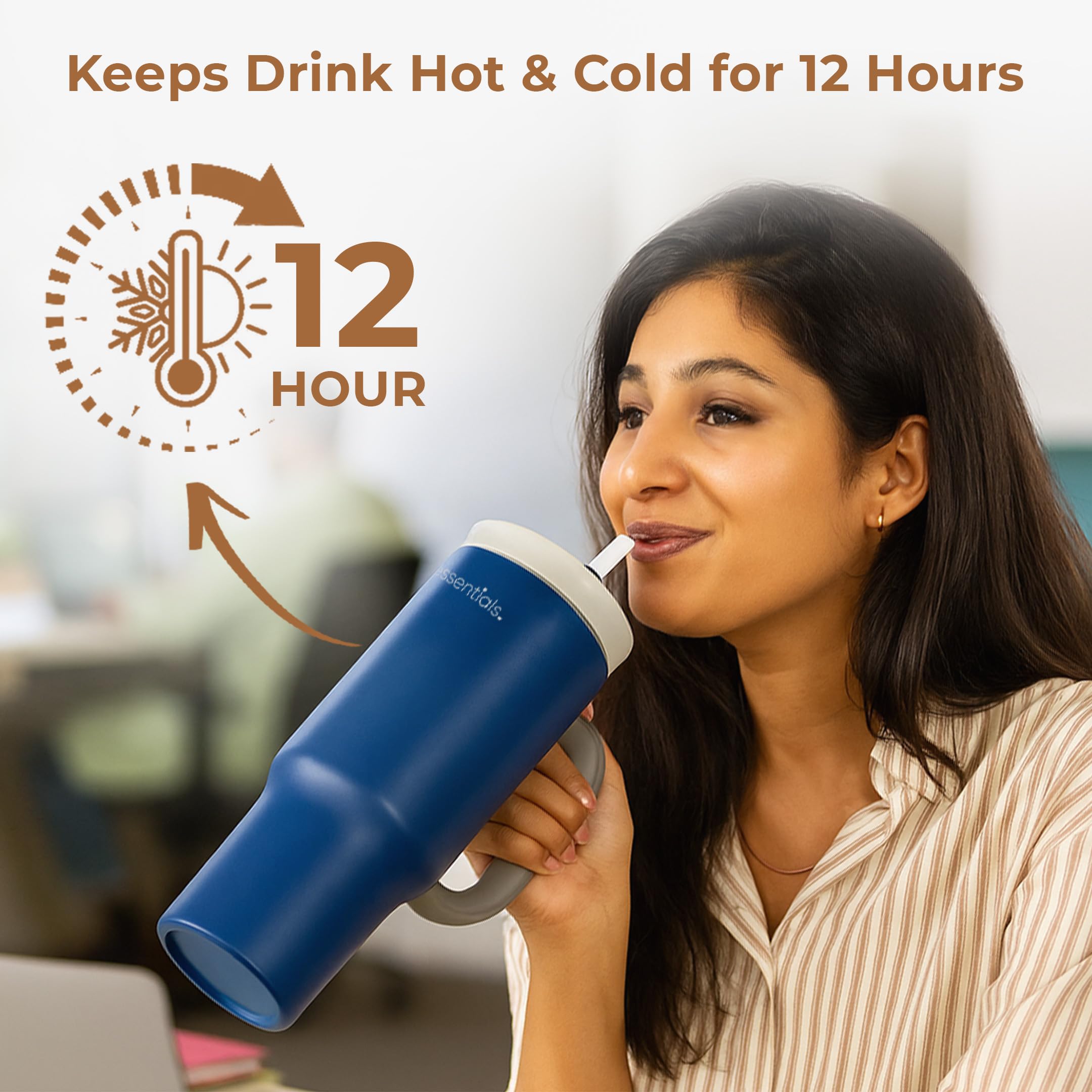 HomeEssentials Stainless Steel Tumbler - Hot & Cold Drinks -4