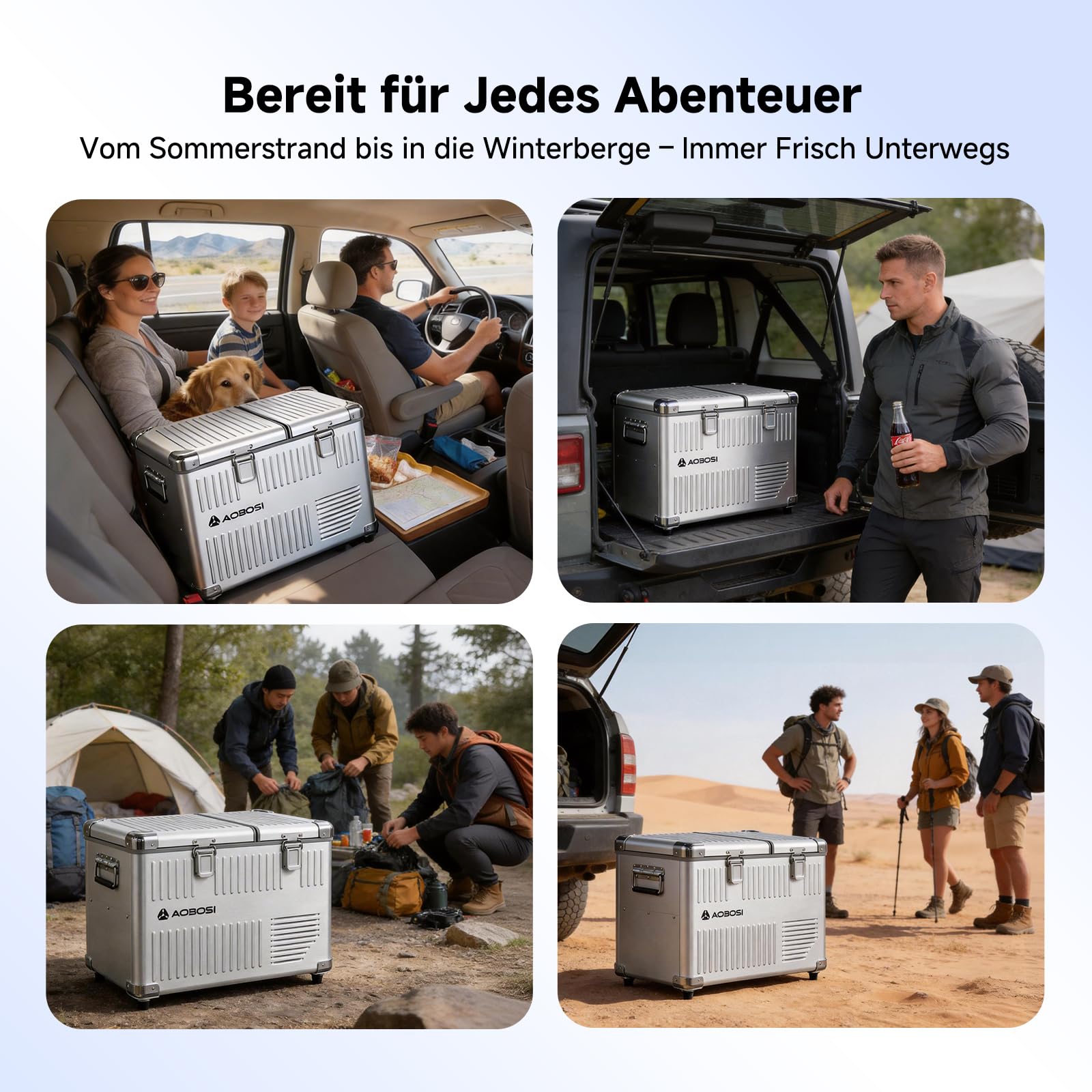 AAOBOSI Kompressor Kühlbox 40L Dual Zone -20°C bis 20°C Aluminium 12V 230V Auto Kühlschrank