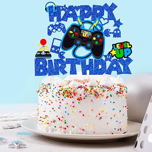 Miniatura 7 de Juego de decoración de pastel de cumpleaños para videojuegos, decoración de pasteles con purpurina, suministros de fiesta temática de videojuegos
