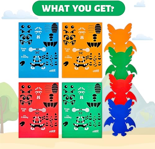 Miniatura 3 de VKPI Kit de regalo de 4 piezas de espuma EVA, creativo para hacer tu propio dragón, proyectos de manualidades de papel de espuma de dibujos animados