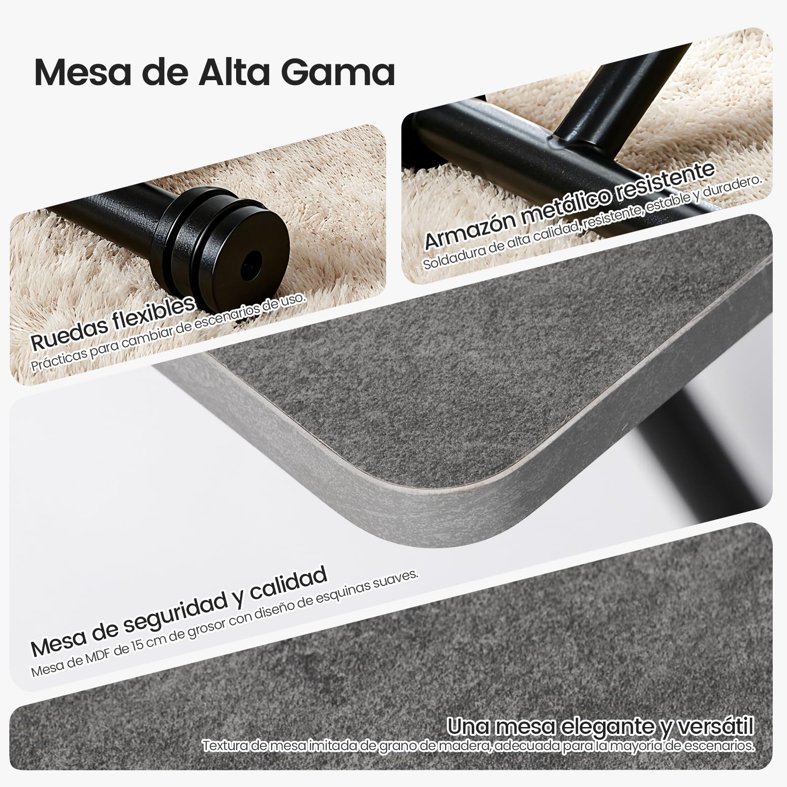 Mesa Elevable y Extensible,Mesa de Centro Funcional para Comedor de Espacio Pequeño, Sala de Estar, Cocina, Sala de Estudio, Gris