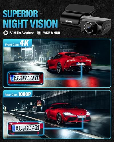 Miniatura 7 de Cámara de tablero frontal y trasera 4K, velocidad GPS WiFi de 5 GHz incorporada, control de voz, tarjeta SD gratuita de 64 GB, cámara de tablero
