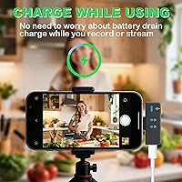 Vista 7 de BSONE Micrófono Lavalier inalámbrico para iPhone y Android, mini micrófono con clip con funda de carga, micrófonos profesionales recargables